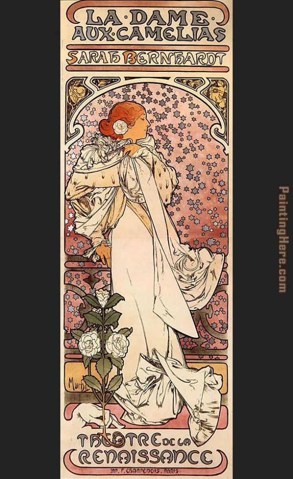 La Dame aux Camelias painting - Alphonse Maria Mucha La Dame aux Camelias art painting